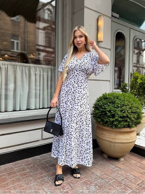 Lightweight Midi Summer Dress with Floral Print