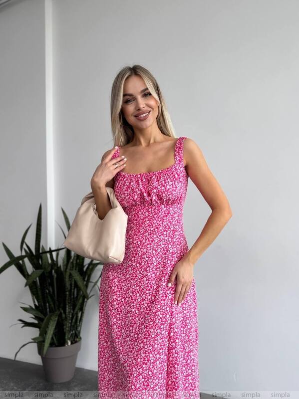 Lightweight Pink Floral Summer Dress with Straps