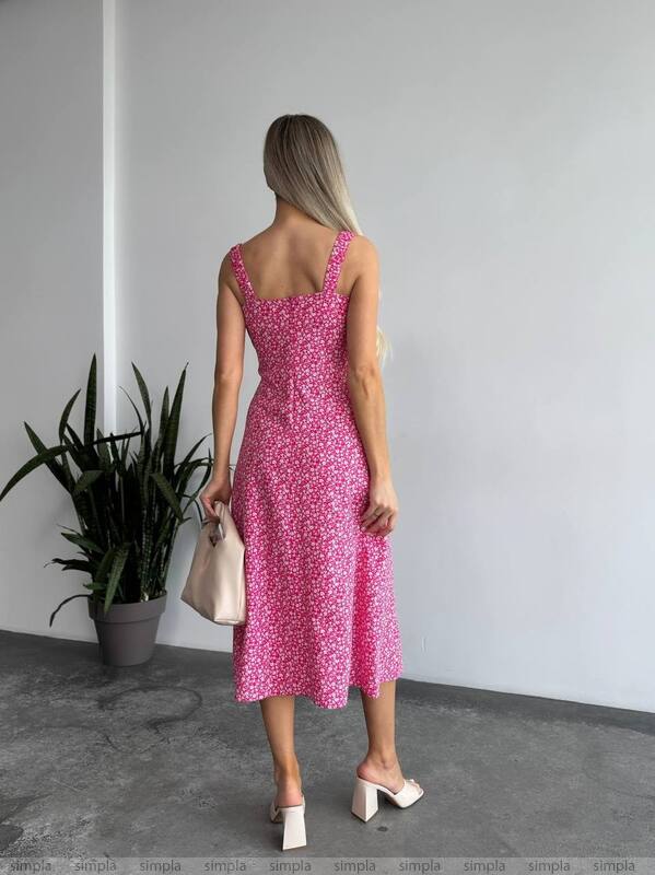 Lightweight Pink Floral Summer Dress with Straps