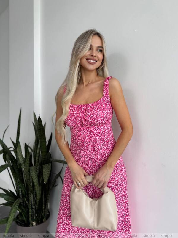 Lightweight Pink Floral Summer Dress with Straps