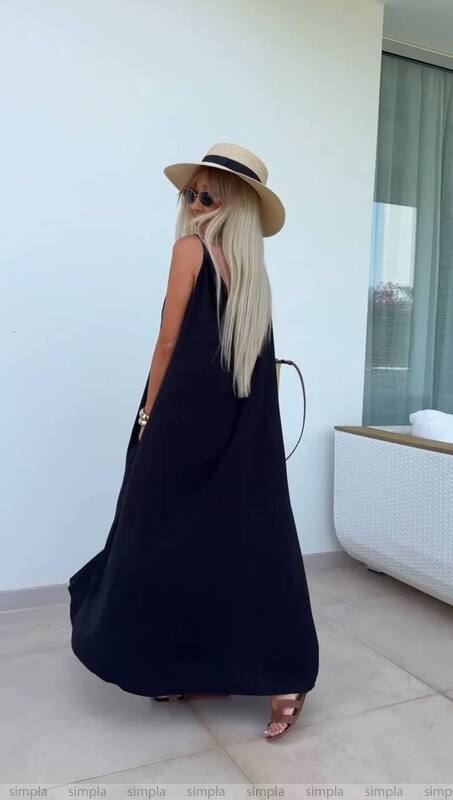 Lightweight Summer Sarafan Dress with Pockets and Waist Tie