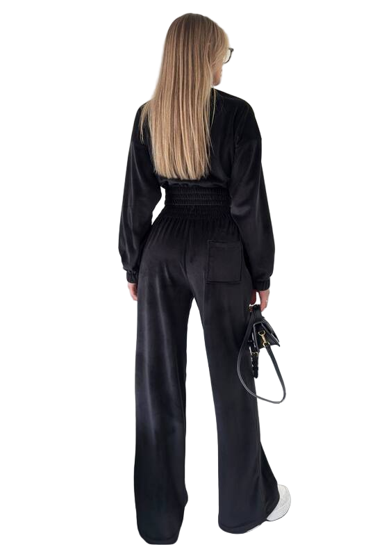 Premium Black Velour Tracksuit for Women