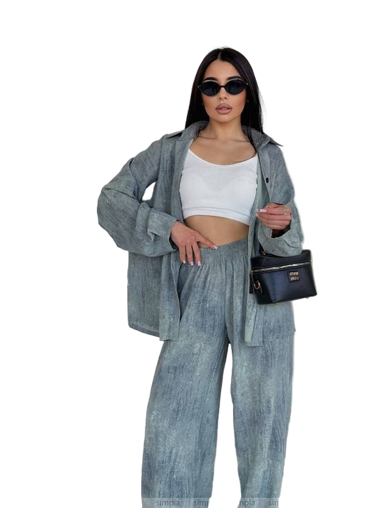 Stylish Loose Fit Casual Suit in Grey