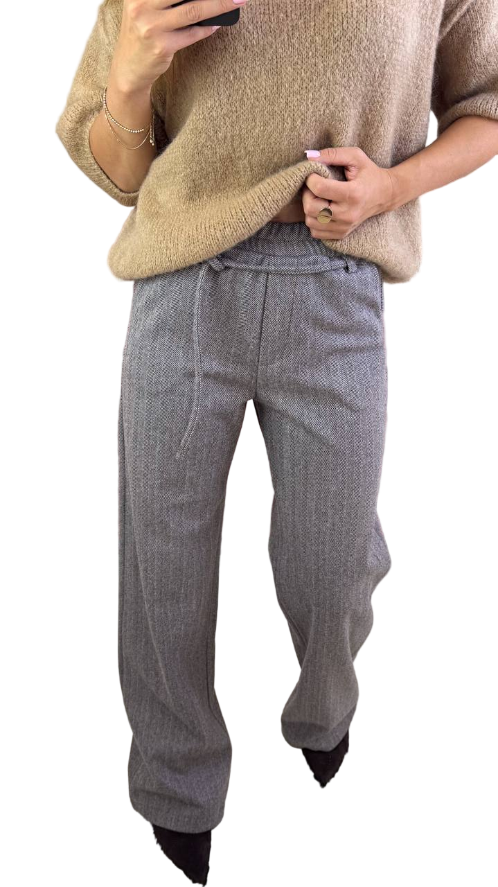 Grey Wool Cashmere Trousers Warm Winter Pants