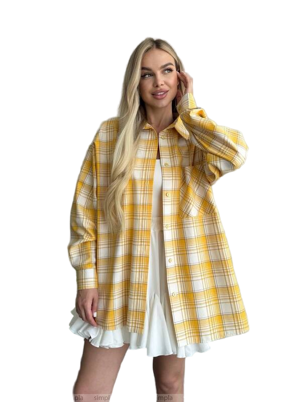 Oversized Yellow Plaid Flannel Shirt for Women