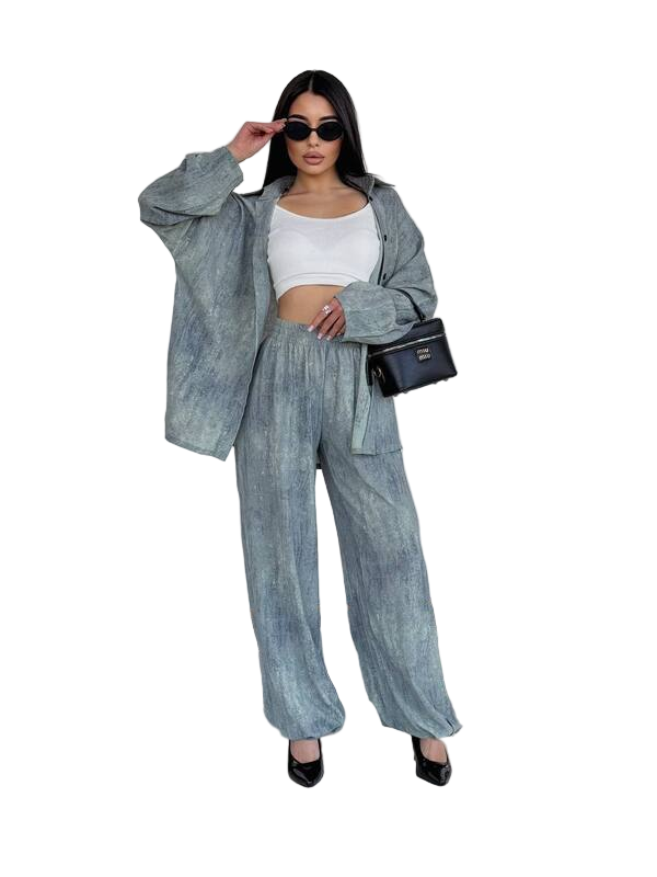 Stylish Loose Fit Casual Suit in Grey