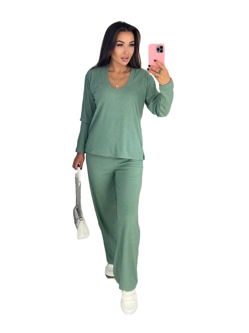 Stylish Green Loungewear Set in Premium Turkish Knit Fabric