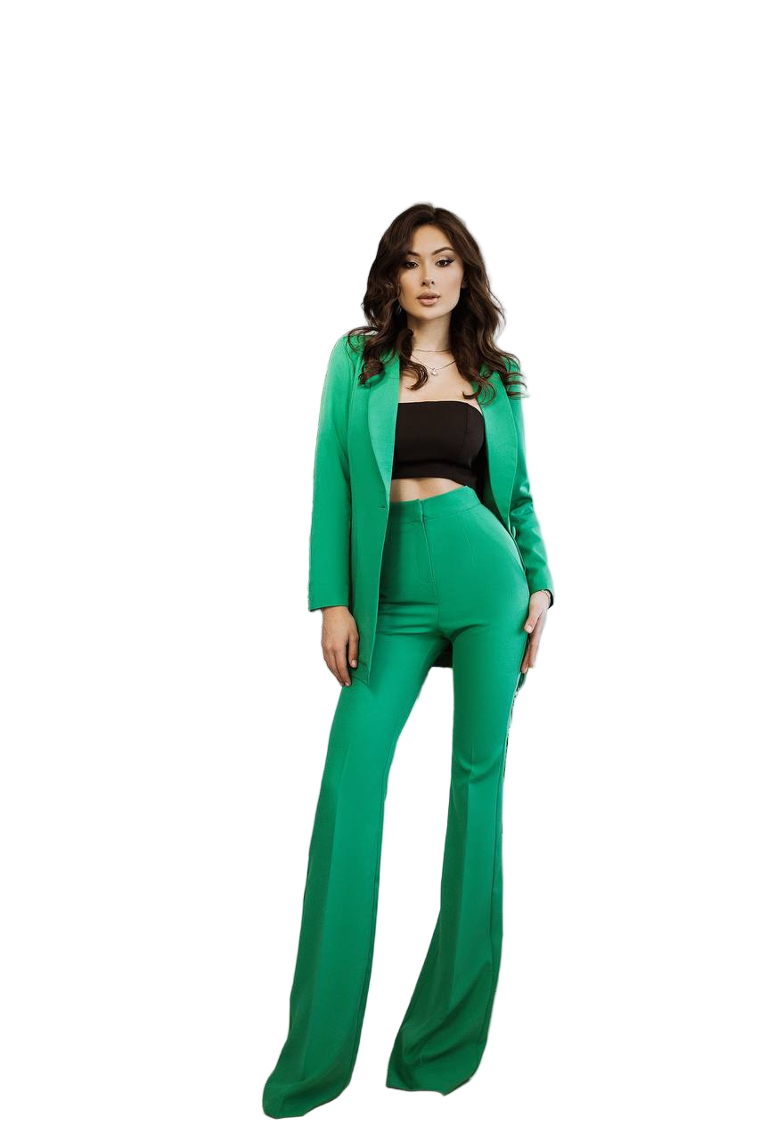 Grass Green Diagonal Crepe Womens Tailored Suit
