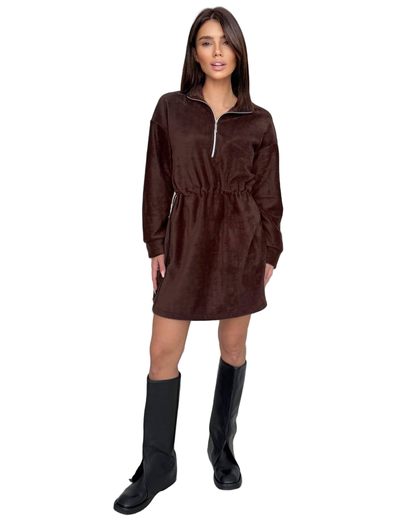 Warm Brown Polar Fleece Dress for Autumn