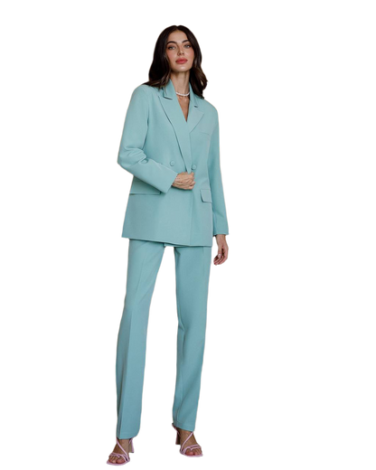 Luxury Diagonal Suiting Crepe Women's Suit in Blue