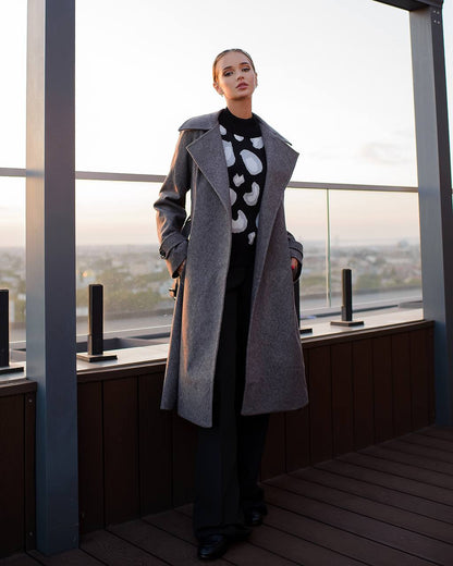 Stylish Wool Coat with Belt Soft Warm Jacket for Any Occasion