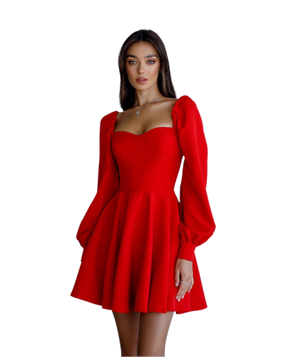 Womens Dress with Cups in Premium Suiting Crepe Diagonal Fabric