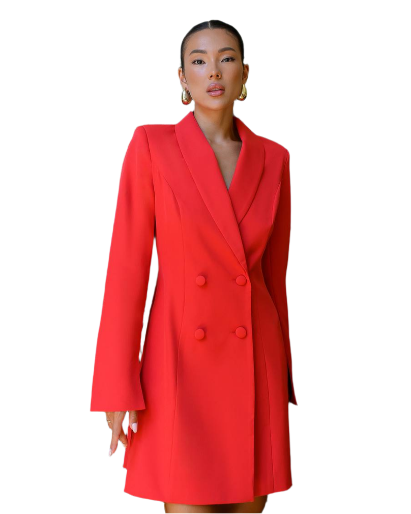 Premium Diagonal Crepe Double Breasted Blazer Dress for Women