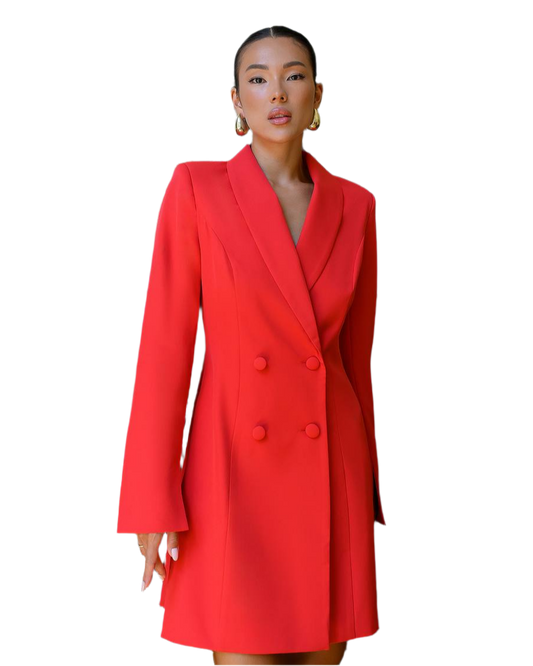 Premium Diagonal Crepe Double Breasted Blazer Dress for Women