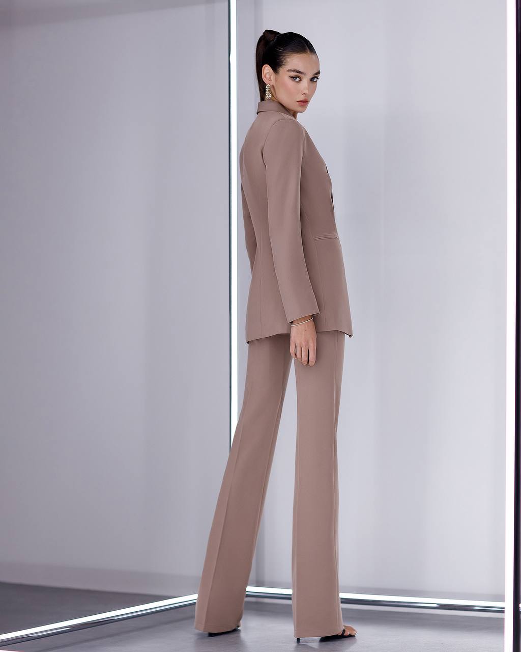 Womens Suit with Lined Blazer and Flared Pants