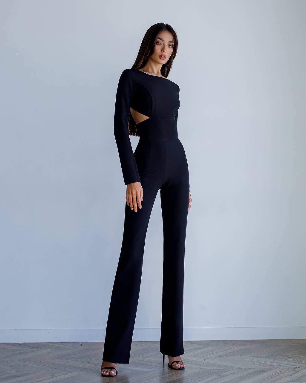 Stylish Black Diagonal Suiting Crepe Jumpsuit for Women