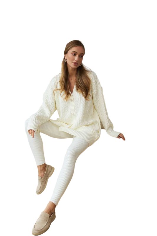 Womens White Santa Leggings Soft Warm Knit