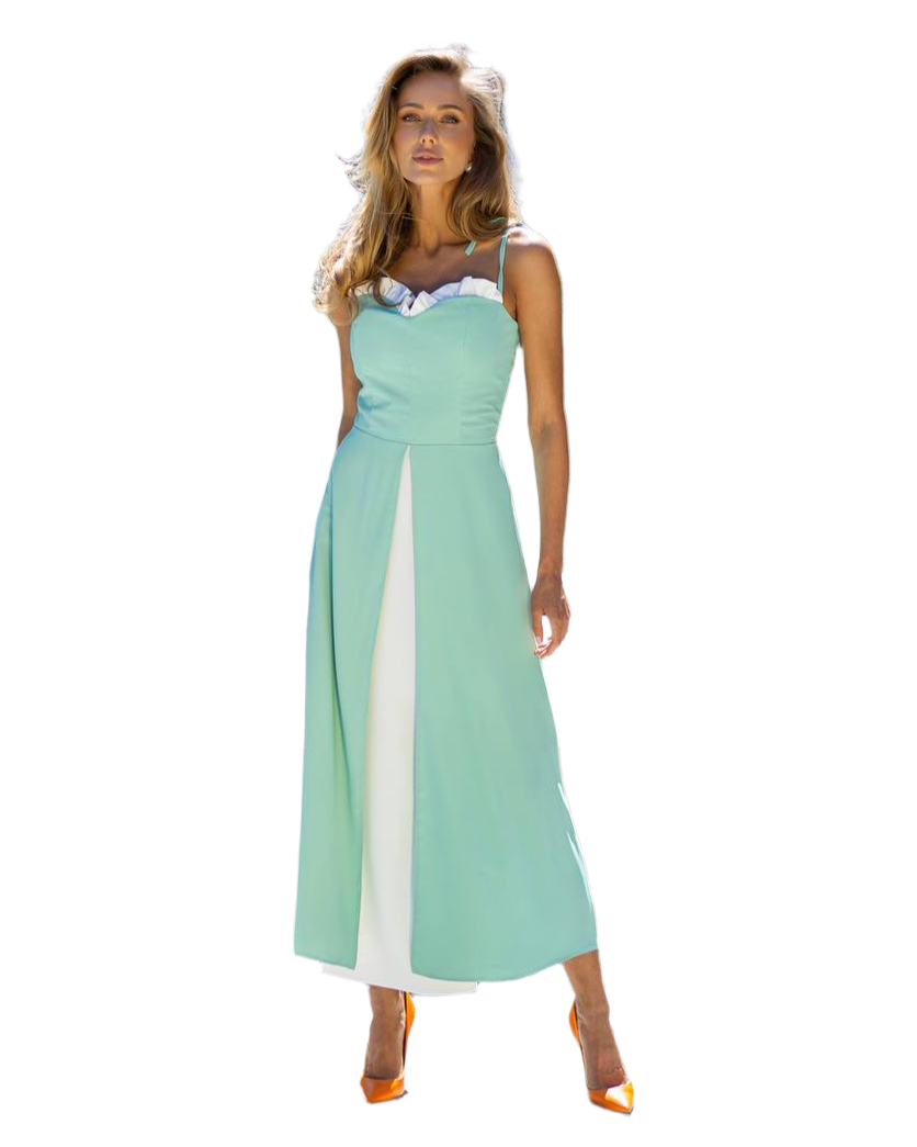Elegant Crepe Silk Midi Dress for Women in Mint Green