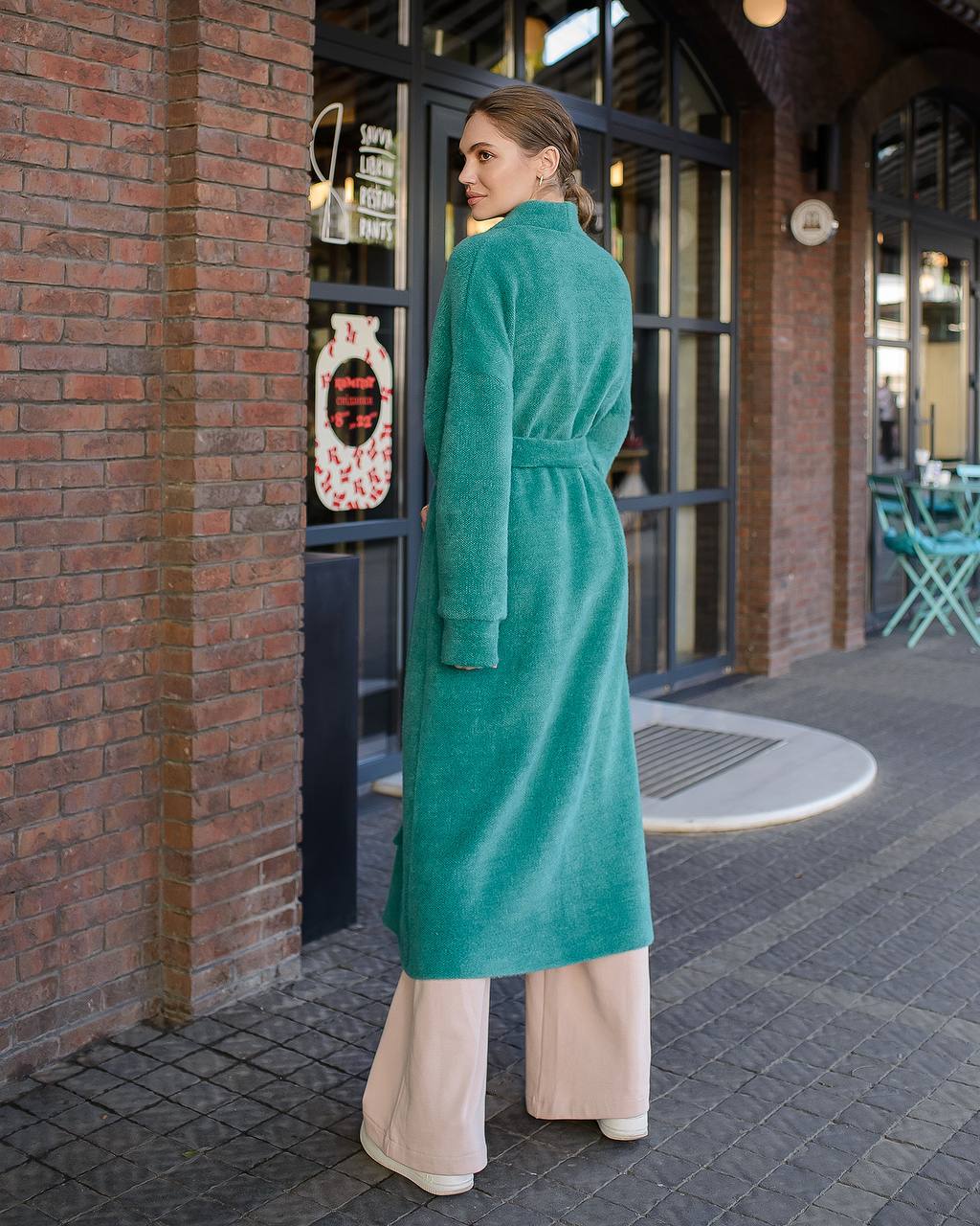 Womens Silva Fluffy Cardigan Long Sleeve Belted Coat Emerald Green