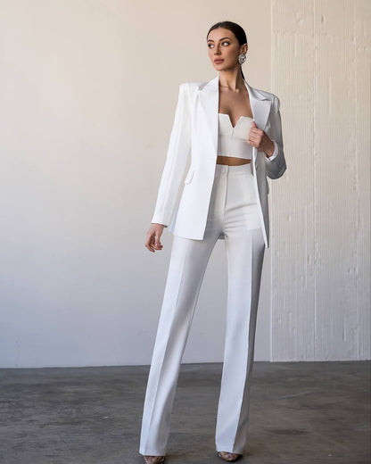 Womens Premium Crepe Diagonale Suit Jacket and Trousers