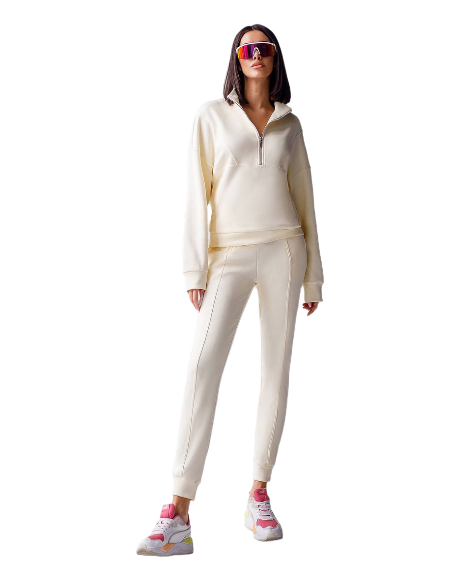 Womens Knitwear Sweatshirt and Pants Zipper Suit Set