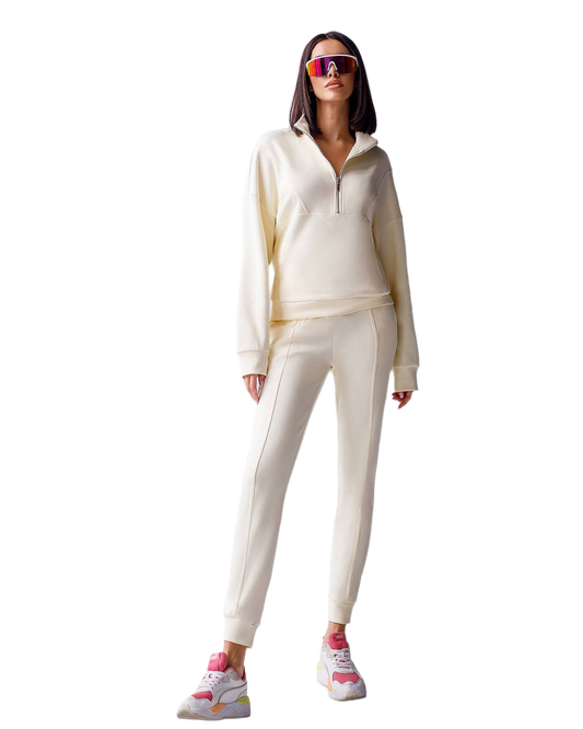 Womens Knitwear Sweatshirt and Pants Zipper Suit Set
