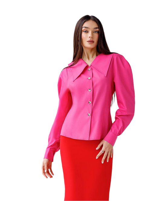 Stylish Pink Shirt with Button Closure and Long Sleeves for Fashionable Occasions
