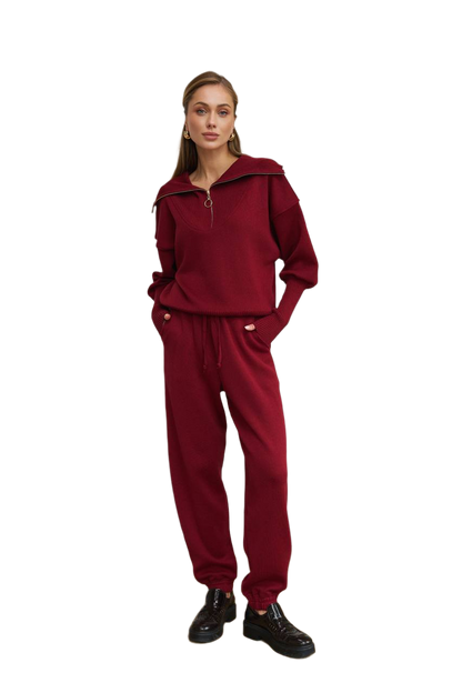 Luxurious Womens Merino Wool and Cotton Suit Sweater and Pants Set