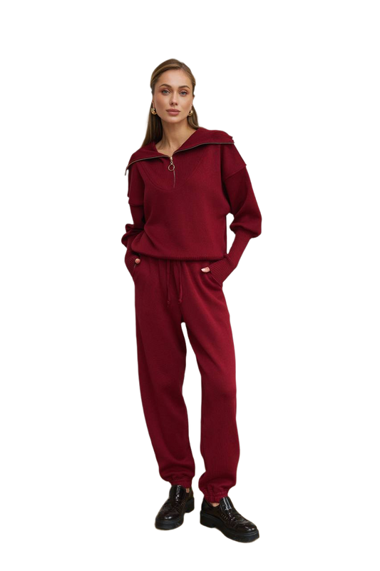 Luxurious Womens Merino Wool and Cotton Suit Sweater and Pants Set