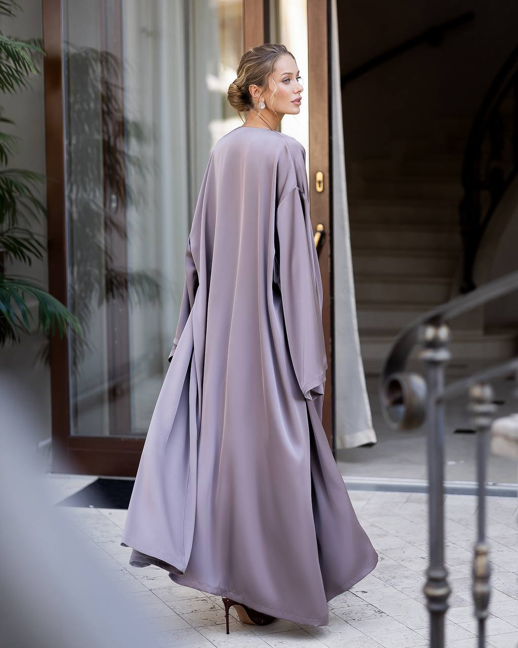 Satin Mini Dress and Long Cape Set for Women