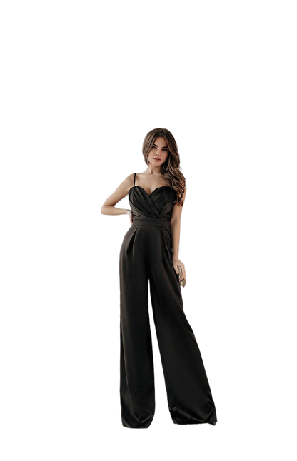 Elegant Women's Jumpsuit in Mango Satin with Spaghetti Straps