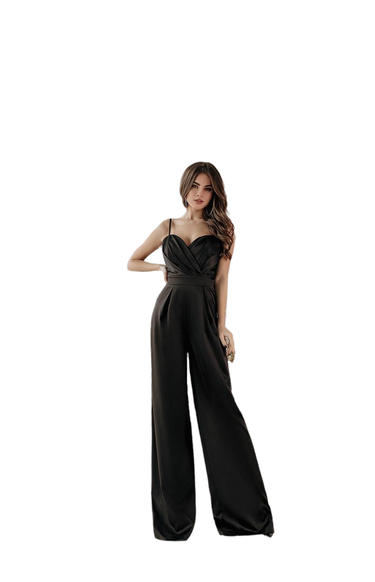 Elegant Women's Jumpsuit in Mango Satin with Spaghetti Straps