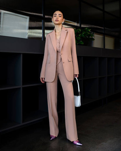 Women's Three-Piece Suit with Vest in Diagonal Suit Crepe Fabric