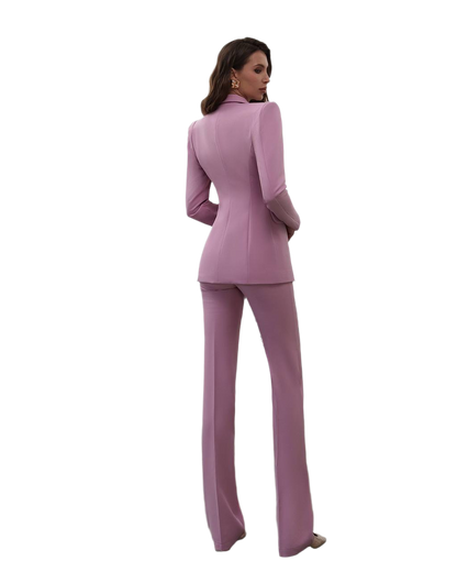 Womens Premium Crepe Diagonale Suit Blazer and Pants in Pink Black Red Blue and Milk