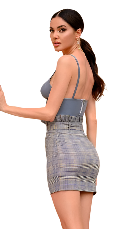Chic High Waist Pencil Skirt in Stylish Plaid with Belt for Trendy Looks