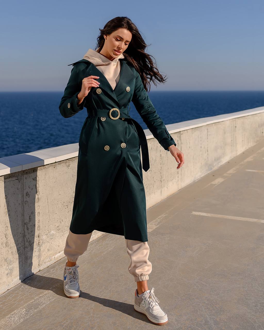 Stylish Cotton Trench Coat for Women with Pockets and Belt Slim Fit Outerwear