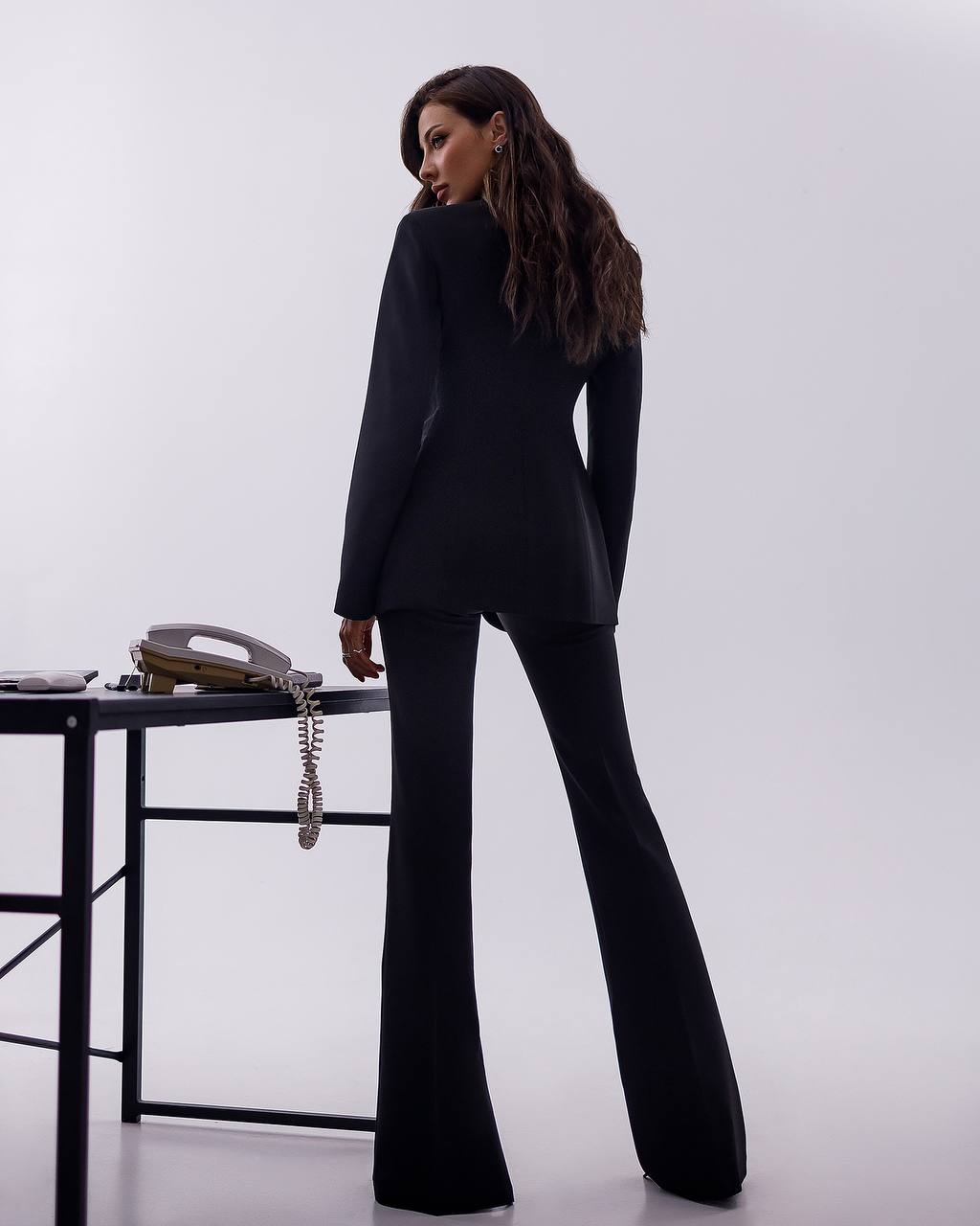 Premium Diagonal Crepe Women's Suit Black