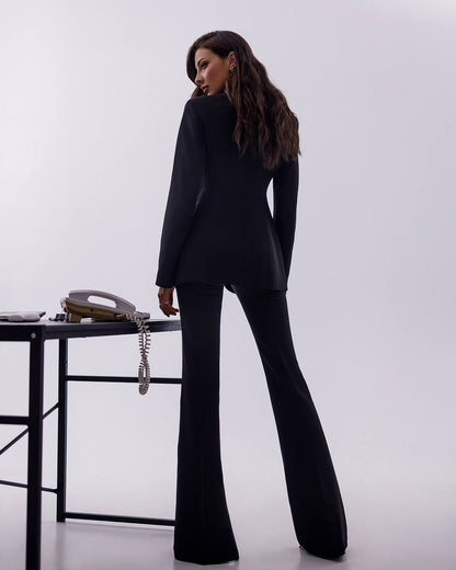 Premium Diagonal Crepe Women's Suit Black
