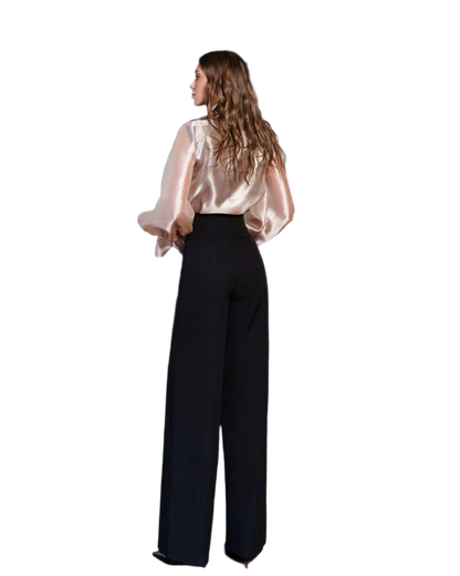 Womens Trousers with Draped Top Premium Diagonal Suiting Crepe