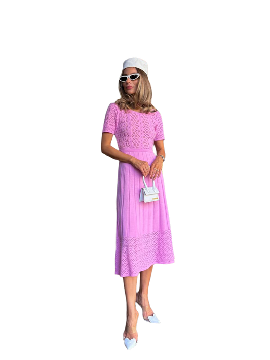 Classic Everyday Women's Pink Midi Dress