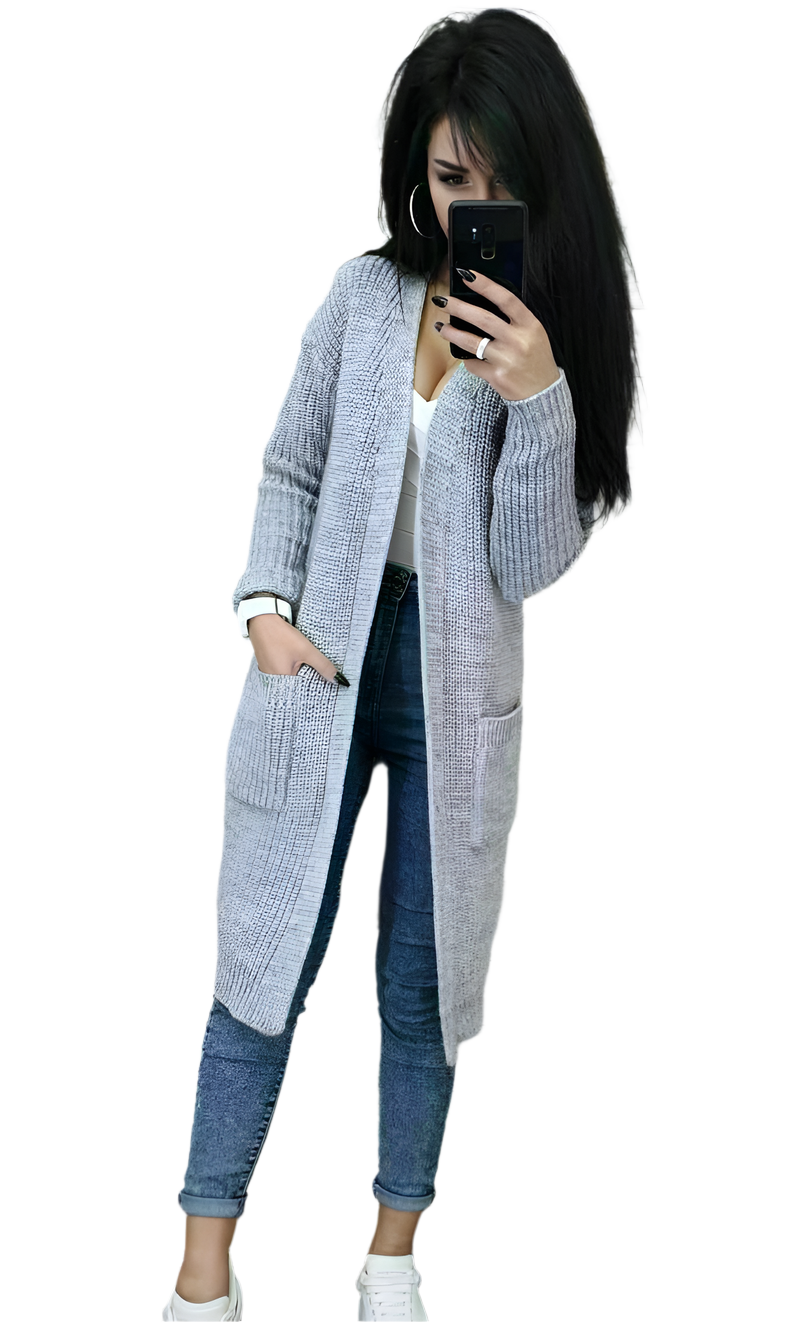 Womens Long Knit Cardigan with Belt Cozy Wool Blend Sweater