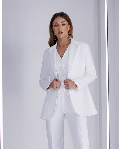 Womens Three-Piece Suit with Vest Diagonal Suit Crepe