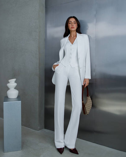 Womens Three-Piece Suit with Vest Diagonal Suit Crepe