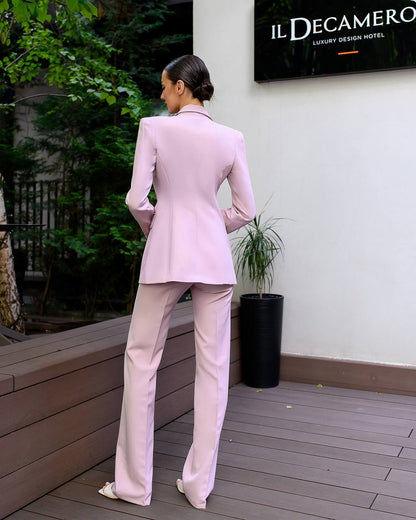 Womens Premium Crepe Diagonale Suit Blazer and Pants in Pink Black Red Blue and Milk