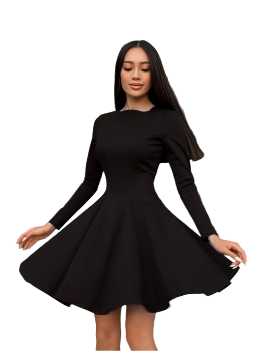Leila Women's Long Sleeve Sun Skirt Dress Black