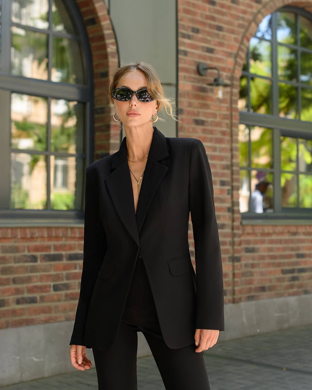 Premium Diagonal Crepe Women's Suit Black