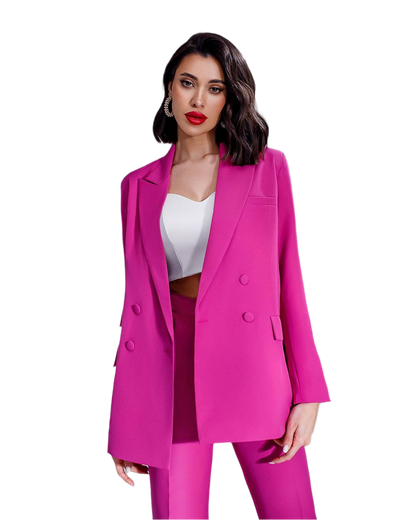 Luxury Diagonal Crepe Women's Suit in Violet with Tailored Jacket and Pants