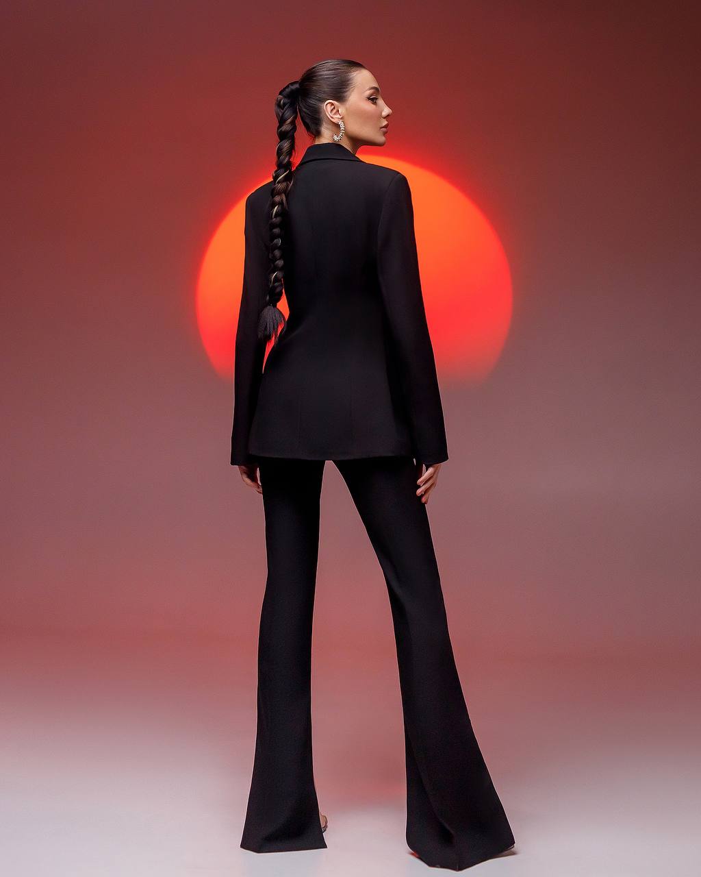 Premium Diagonal Crepe Women's Suit Black