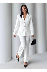 Elegant Cream Turkish Knit Walking Suit for Women
