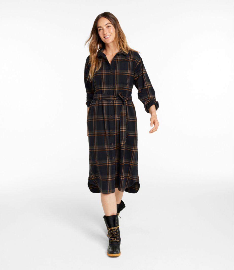 Women Plaid Cashmere Midi Dress with Belt